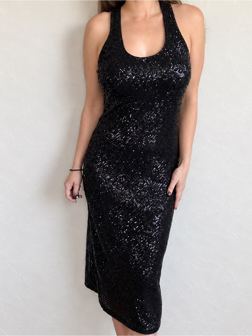 Banana Republic Black Sequin Racerback Maxi Dress Tall NWT